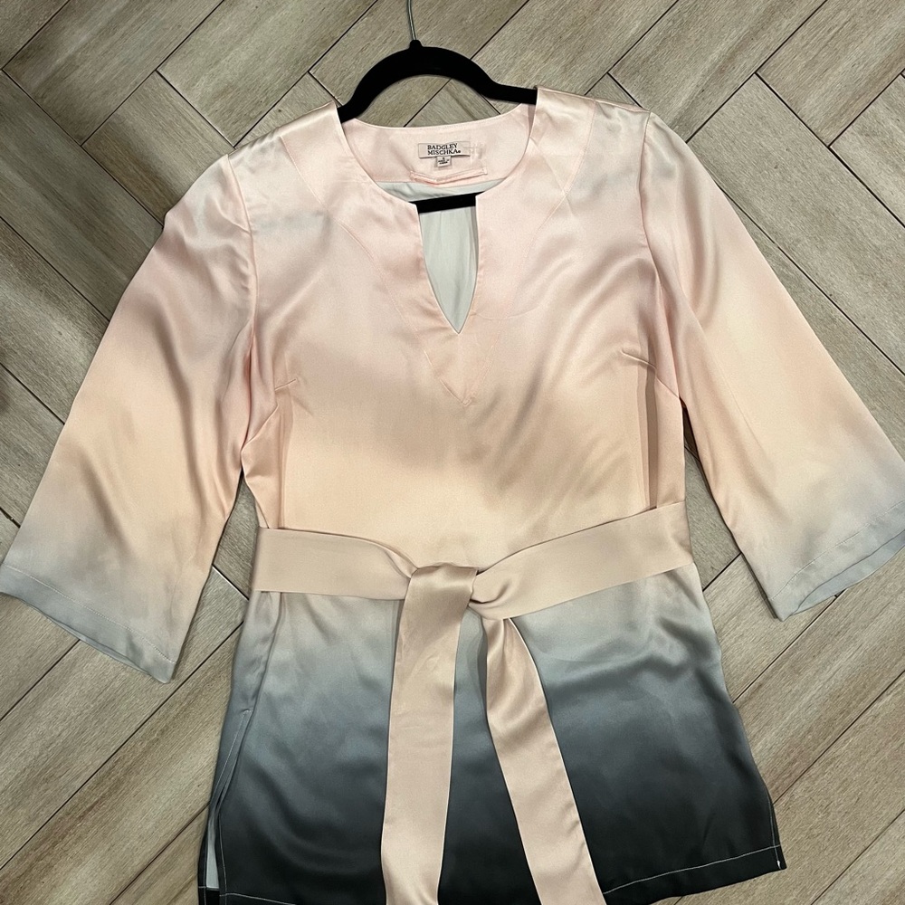Badgley Mischka Pink Satin Blouse